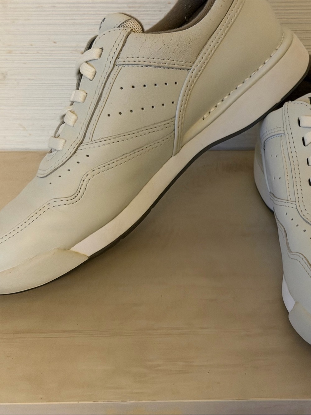 Rockport ProWalker M7100 Active Shoes Mens 7.5 White Leather Lace Up Comfort